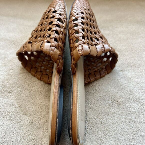 Paige Alana Brown Ochre Woven Leather Flat Mule Casual Shoes Pointed Toe Size 10 - Picture 15 of 15